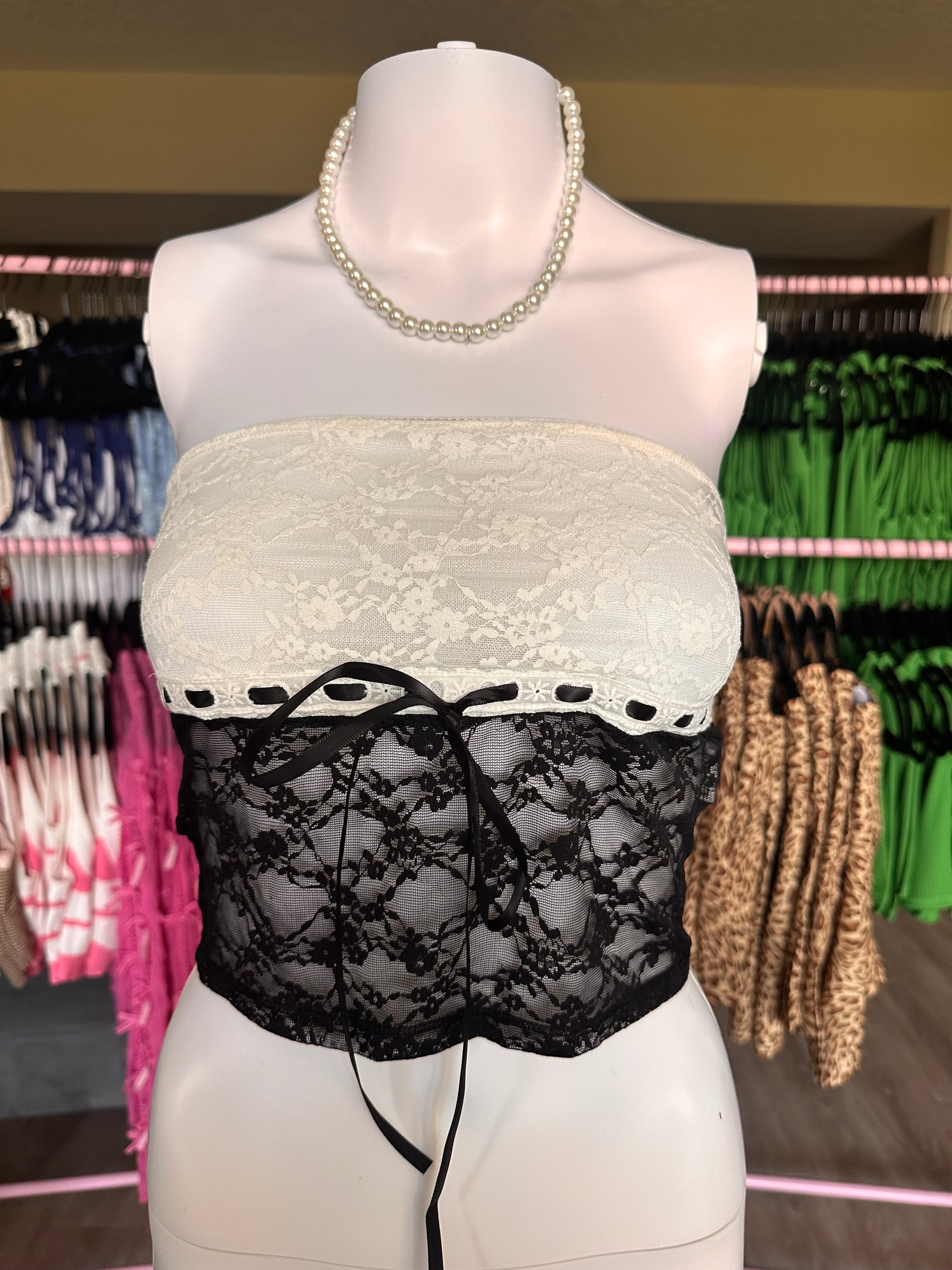 Cropped Lace Tube Top